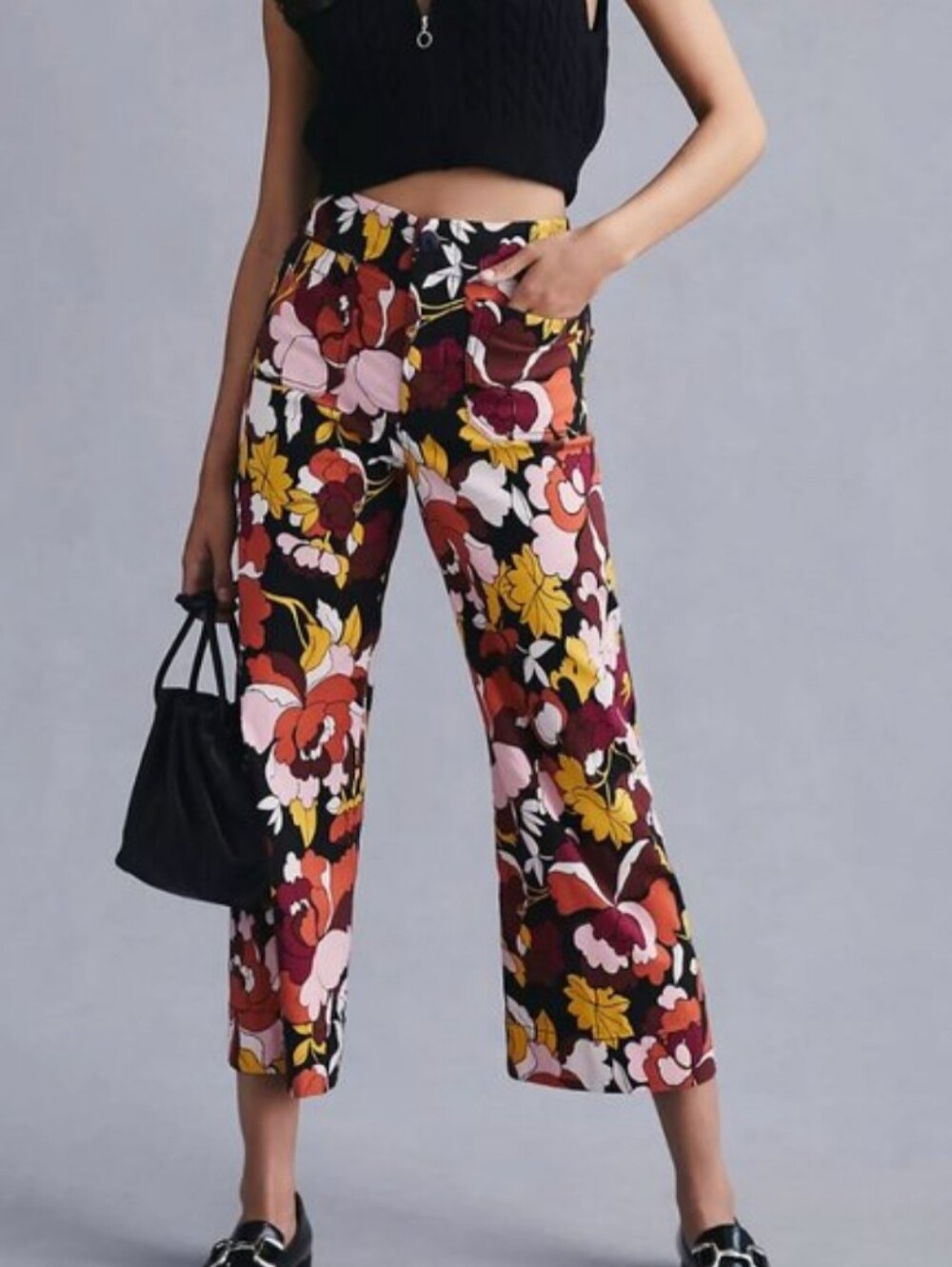Maeve Anthropologie The Colette Wide Leg Cropped Floral Boho Pants Size 18W